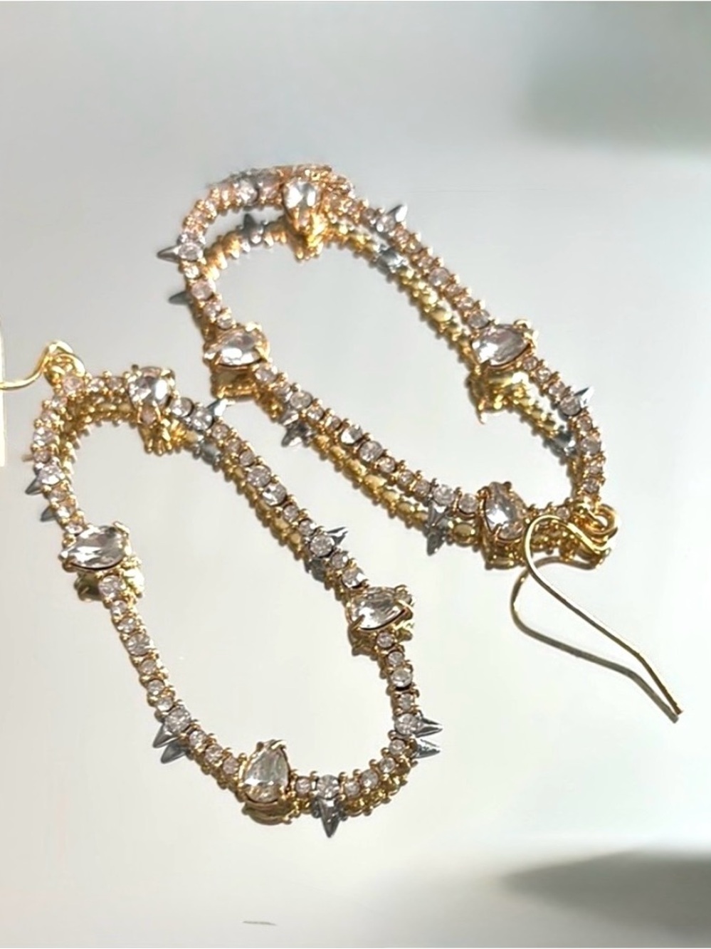 NEW Bittar Archive Molten Crystal Encrusted Link Drop Spike Earrings JL05